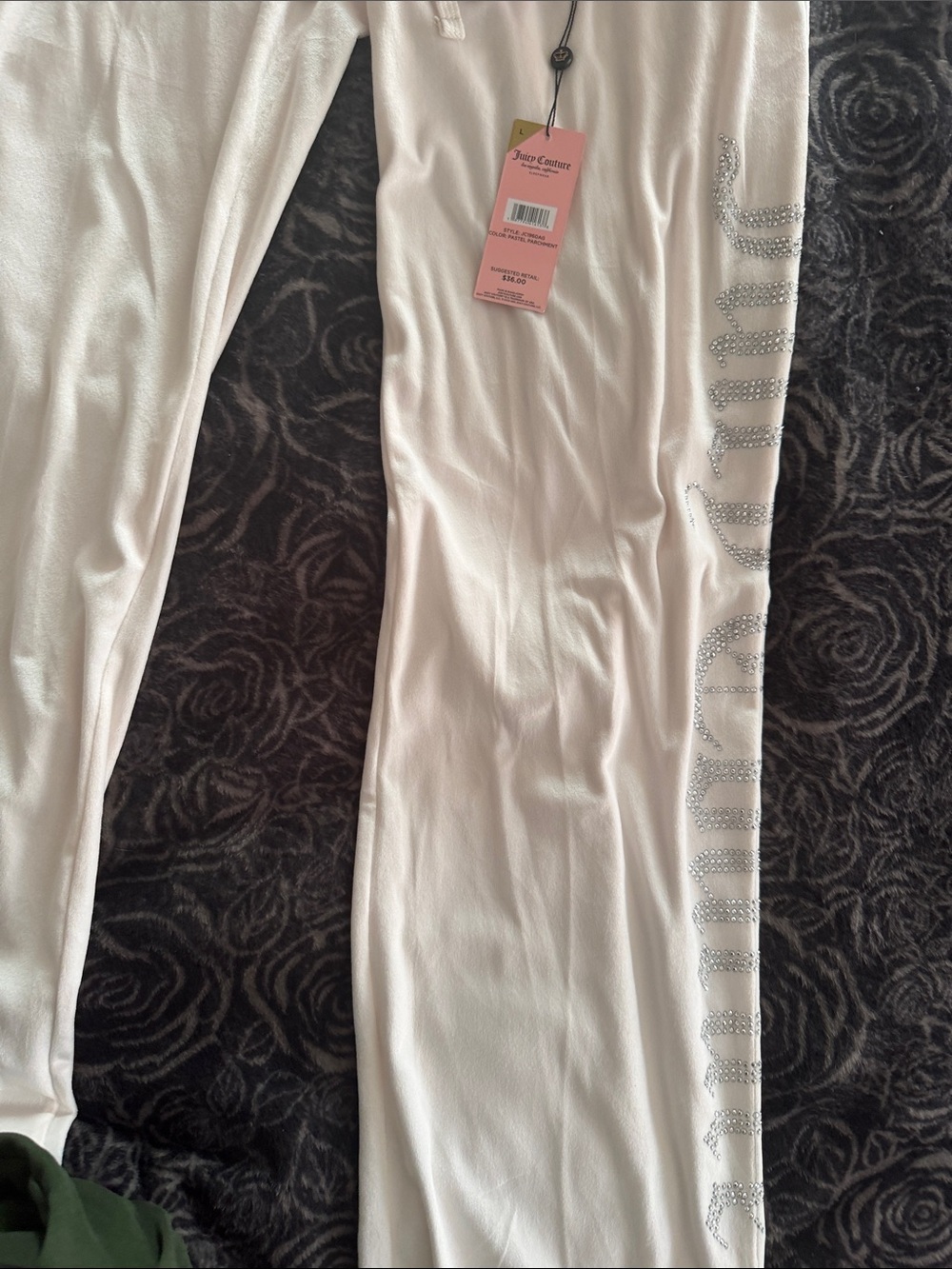 Juicy Couture White pajama Pants with Crystal Side Logo